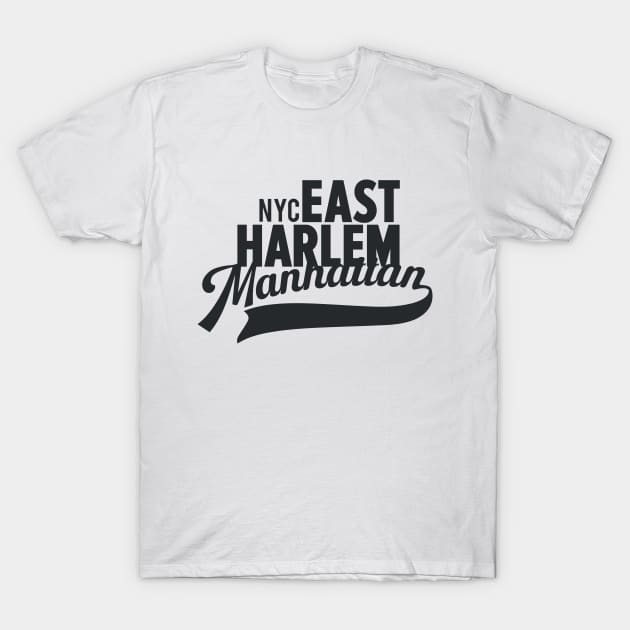 East Harlem Manhattan Minimal Typo Art - T-Shirt & Apparel Design T-Shirt by Boogosh